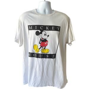 Disney Mickey Mouse Square Graphic Tee White XL Crewneck Unisex Streetwear